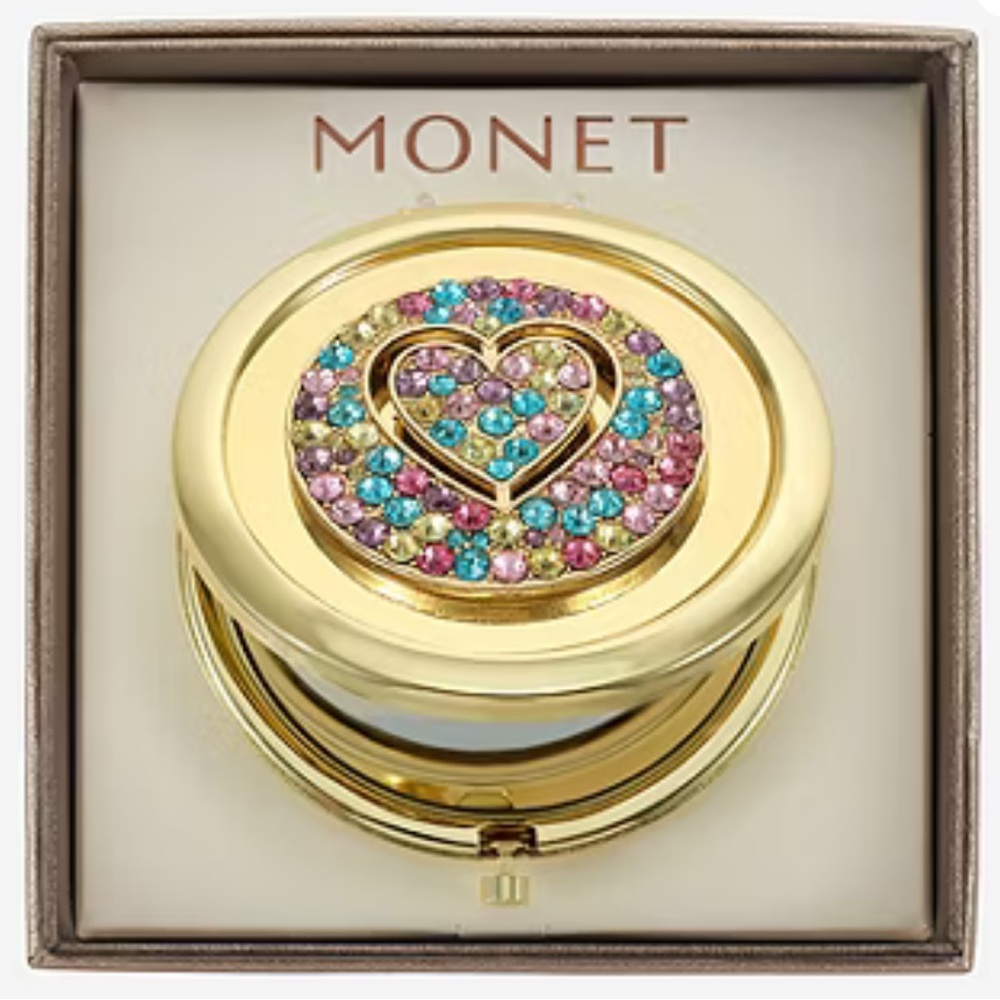 Monet Gold Tone Round Compact - Picture 5 of 7